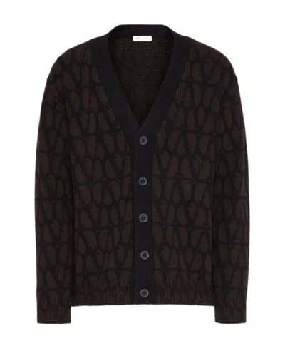 Valentino Vlogo Jacquard Cardigan In Black