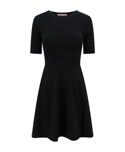 Valentino Black Short Dress With Toile Iconographe Motif