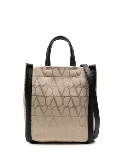 Valentino Garavani Beige Toile Iconographe Shopping Bag In Printed