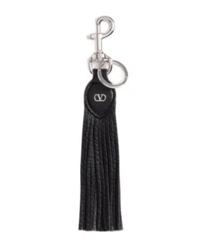 VALENTINO GARAVANI VALENTINO GARAVANI VLOGO SIGNATURE KEY RING IN GRAINY CALFSKIN AND METAL