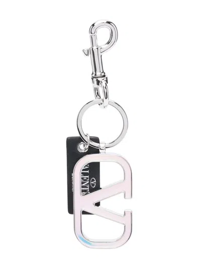 Valentino Garavani Vlogo Keyring In Silber