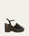 Valentino Vlogo Signature Calfskin Clog Sandal With Fringes 120mm In Nero