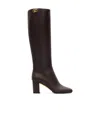 Valentino Garavani Woman Knee Boots Dark Brown Size 11 Soft Leather In Black