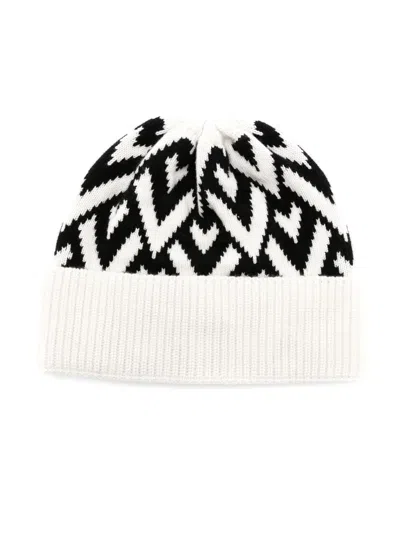 Valentino Garavani Vlogo Knitted Hat In White
