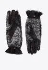 Valentino Vlogo Lace Gloves In Black