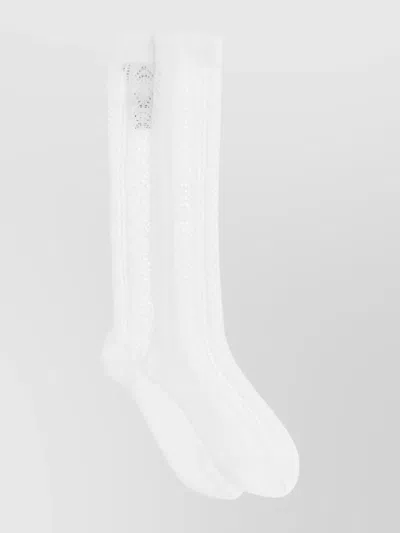 VALENTINO VLOGO LACE KNEE-HIGH SHEER SOCKS