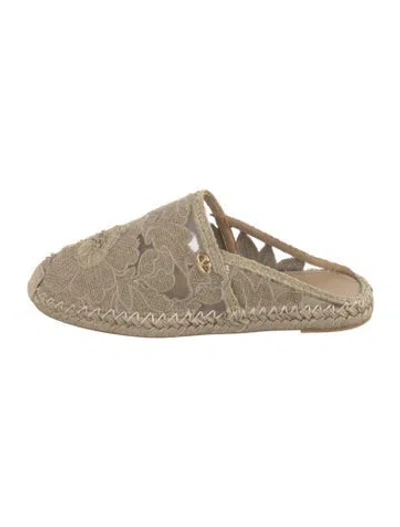 Pre-owned Valentino Garavani Vlogo Lace Pattern Mules W/ Tags In Neutrals