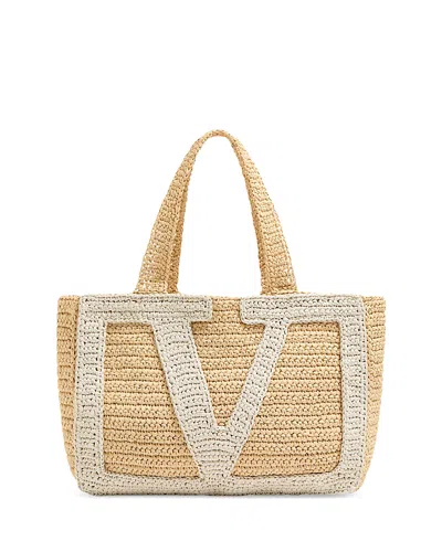 Valentino Garavani Vlogo Large Crochet Tote In Nude