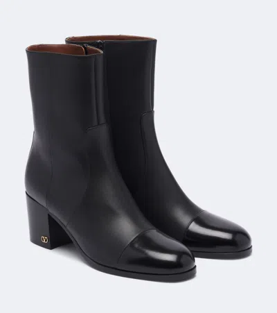 Valentino Garavani Vlogo Leather Ankle Boots In Black