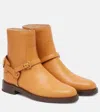 Valentino Buckle-strap Leather Boots In Brown