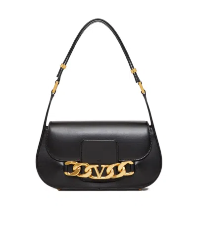 Valentino Garavani Valentino Vlogo Chain Small Leather Shoulder Bag In Black