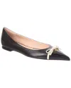 Valentino Vlogo Leather Ballerina Flat In Black