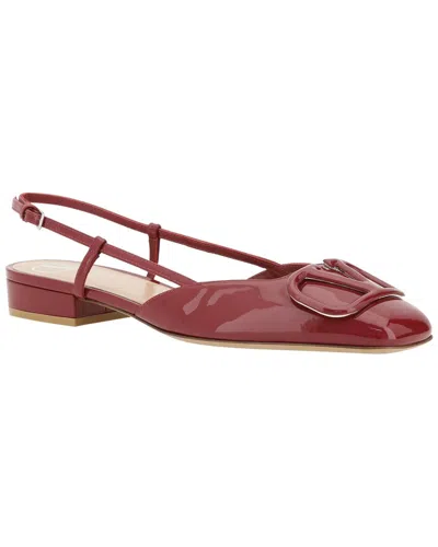 Valentino Garavani Valentino Vlogo Leather Ballerina Flat In Brown