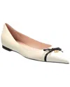 Valentino Vlogo Leather Ballerina Flat In White