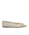 Valentino Vlogo Leather Ballerina Shoes In Nude