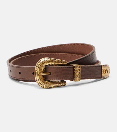 Valentino Garavani Vlogo Leather Belt In Brown