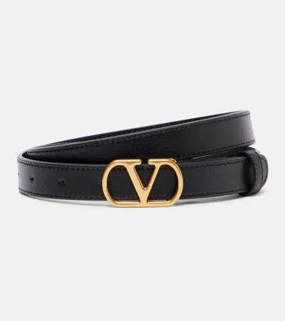 Valentino Garavani Vlogo Leather Belt In Black