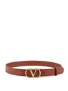 Valentino Womens Vlogo Signature Leather Belt Deep Caramel In Brown
