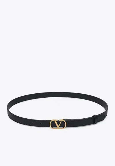 Valentino Garavani Vlogo Signature Leather Belt In Black