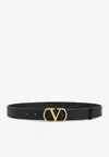 Valentino Garavani Vlogo Signature Belt In Shiny Calfskin 30 Mm Woman Black 100 In Black