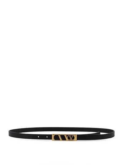 Valentino Garavani Vlogo Leather Belt In Black