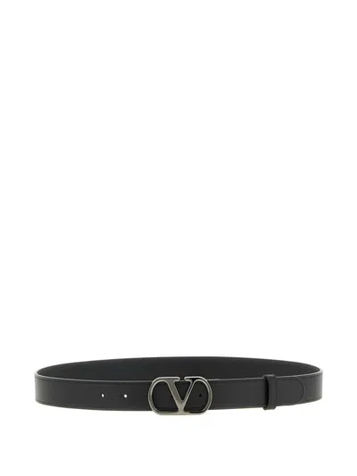 Valentino Garavani Vlogo Signature Belt Adjustable Logo Buckle In Black