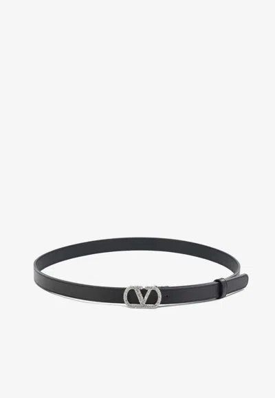 Valentino Garavani Vlogo Leather Belt In Purple