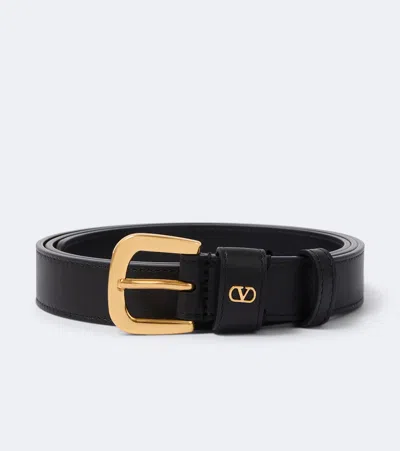 Valentino Garavani Vlogo Leather Belt In Black