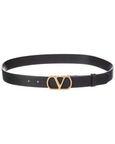 Valentino Garavani Valentino Vlogo Leather Belt In Black