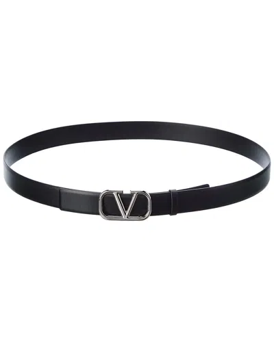 Valentino Garavani Valentino Vlogo Leather Belt In Black