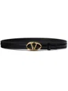 Valentino Garavani The Bold Edition Vlogo Shiny Calfskin Belt 20 Mm Woman Black 100 In Black
