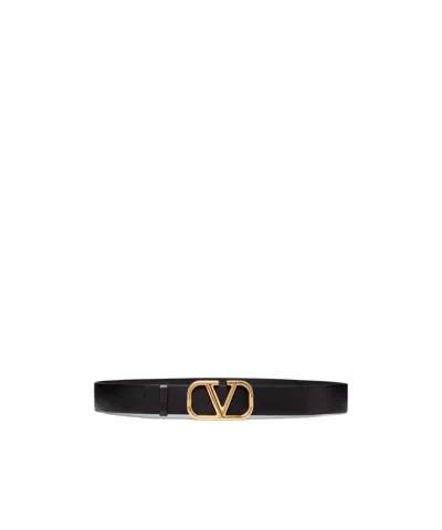 Valentino Garavani Cintura Vlogo Signature In Vitello In Black
