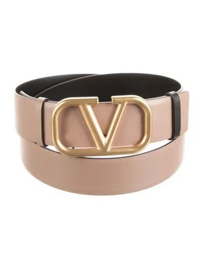 Pre-owned Valentino Garavani Vlogo Leather Belt In Black/neutrals