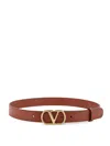Valentino Womens Vlogo Signature Leather Belt Deep Caramel In Brown