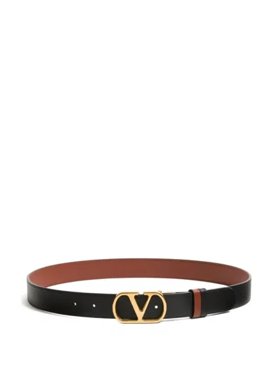Valentino Garavani Vlogo Leather Belt In Black