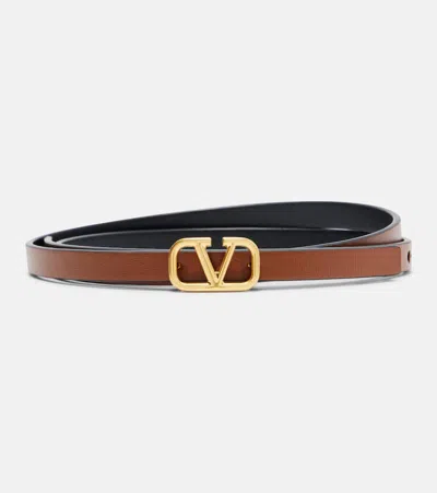 Valentino Garavani Vlogo Leather Belt In Brown