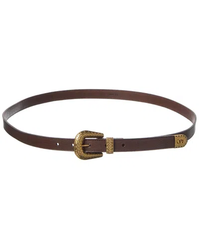Valentino Garavani Valentino Vlogo Leather Belt In Brown