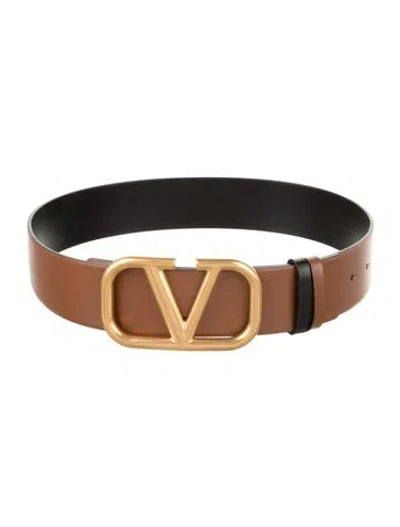 Pre-owned Valentino Garavani Vlogo Leather Belt In Brown