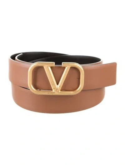 Pre-owned Valentino Garavani Vlogo Leather Belt In Brown