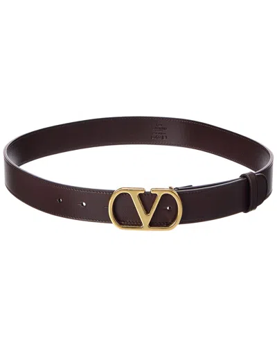 Valentino Garavani Valentino Vlogo Leather Belt In Brown