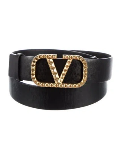 Pre-owned Valentino Garavani Vlogo Leather Belt Kit In Black