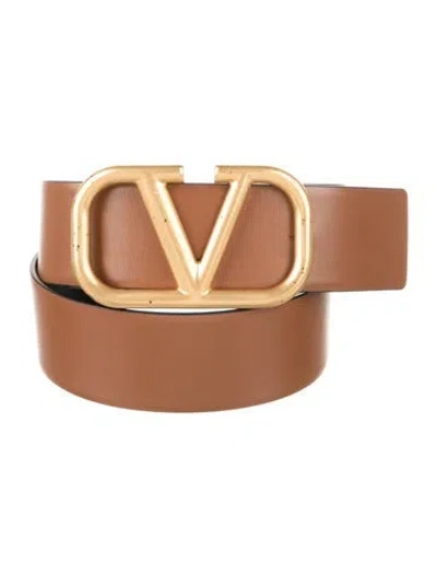 Pre-owned Valentino Garavani Vlogo Leather Belt Kit In Brown