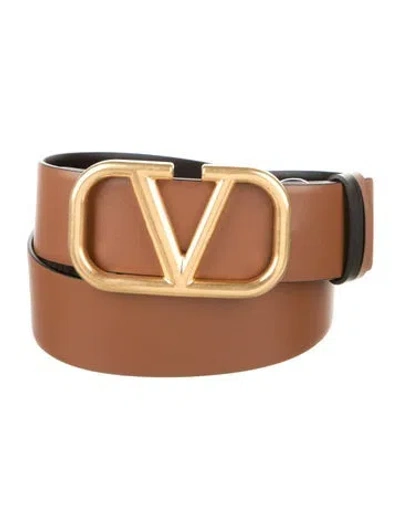 Pre-owned Valentino Garavani Vlogo Leather Belt Kit In Brown