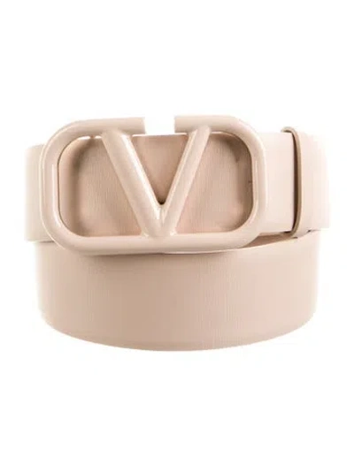Pre-owned Valentino Garavani Vlogo Leather Belt In Neutral