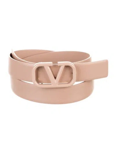 Pre-owned Valentino Garavani Vlogo Leather Belt In Neutral