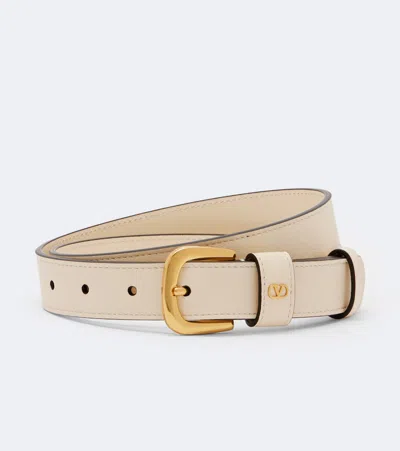 Valentino Garavani Vlogo Leather Belt In Neutral
