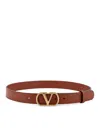 Valentino Womens Vlogo Signature Leather Belt Deep Caramel In Brown