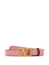 Valentino Pink Leather Vlogo Belt In Pink