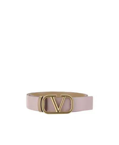 Valentino Garavani Vlogo Leather Belt In Pink