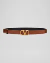 Valentino Garavani Vlogo Leather Belt In Brown